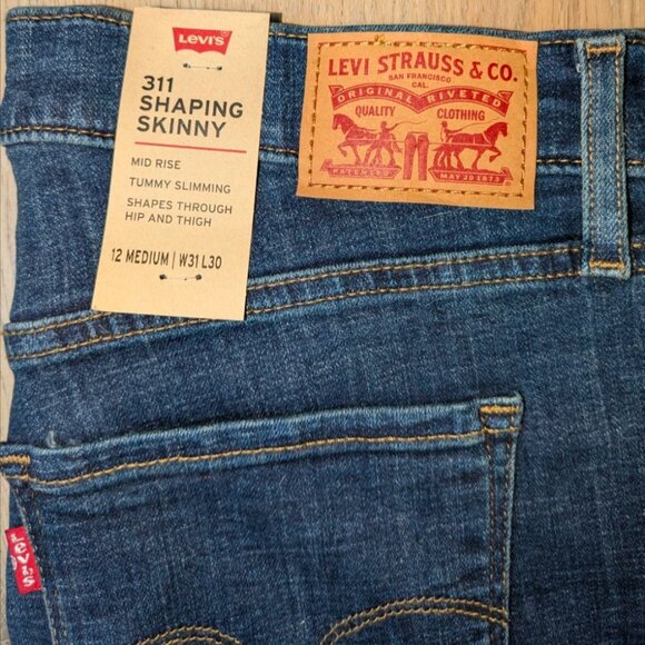 New With Tags Levi's 311 Shaping Skinny Jeans Women's Size 12 Medium W31 L30 - Picture 3 of 4